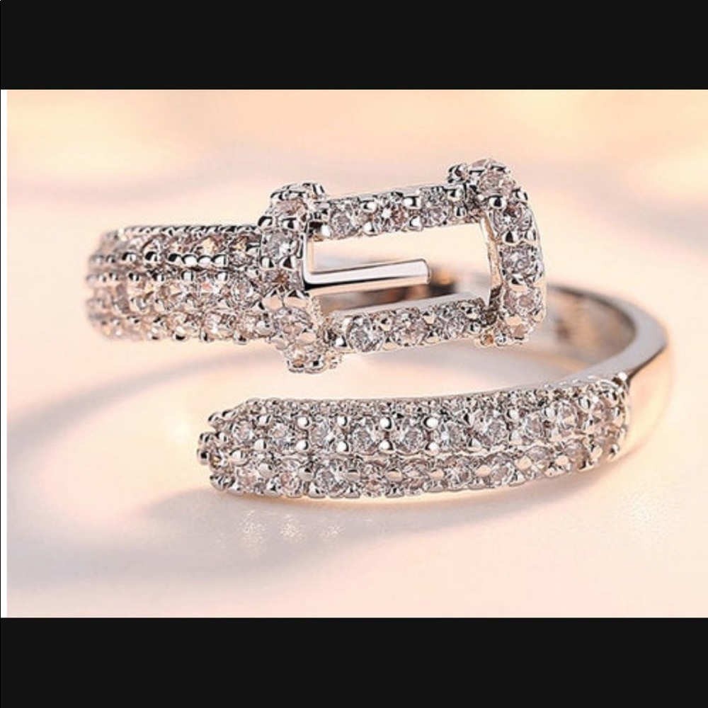 New White gold plated buckle ring